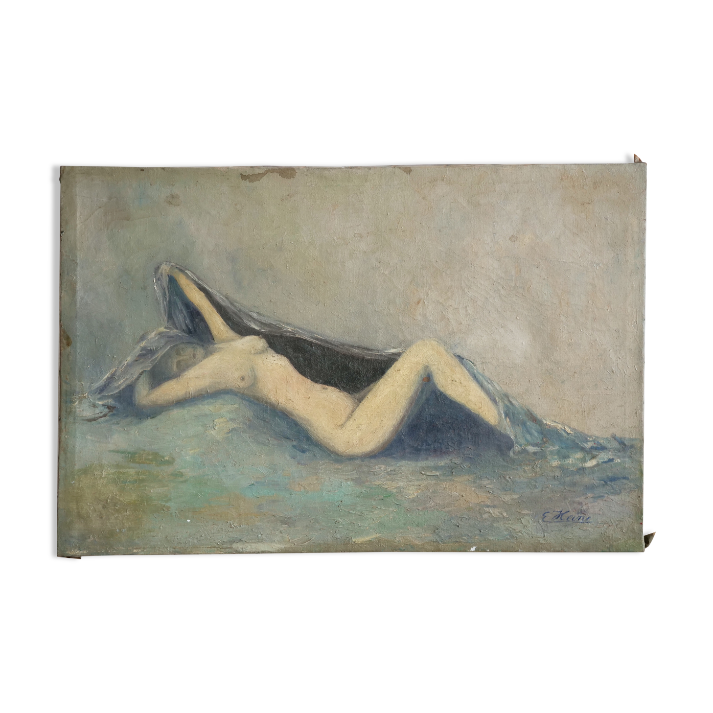 Tableau nu allongé art naïf