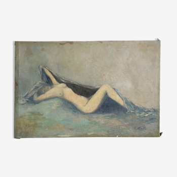 Nude painting elongated naïve art