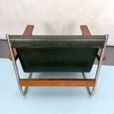 Fauteuil lounge vintage italien chrome et cuir des années 60