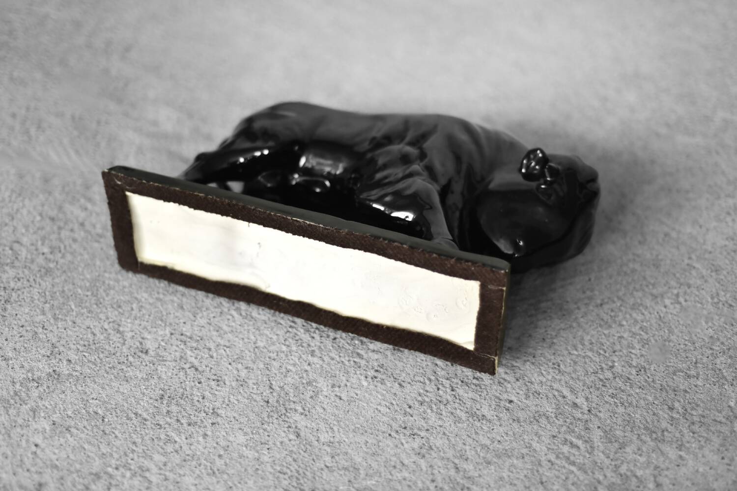 Large porcelain bison figurine, Vintage Mid-Century Nordic Modern Black