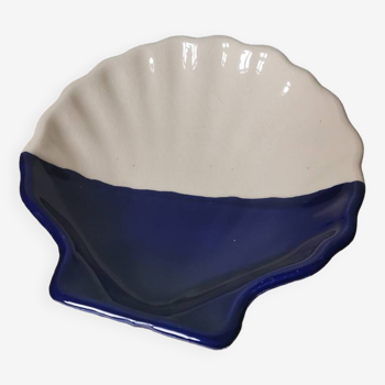 cup plate vintage shell shape blue white