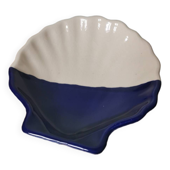 cup plate vintage shell shape blue white