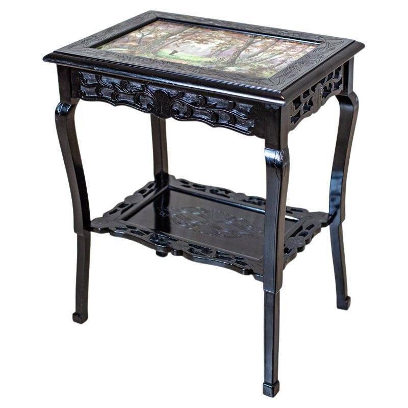 Antique Side Table with Ceramic Top, 1890s