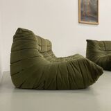 Vintage 2 and 3 seater green velvet togo set