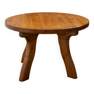 Table basse ronde en pin, Danemark 1960