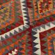 Wine Red & Green Geometric Kilim Rug, 155x268Cm