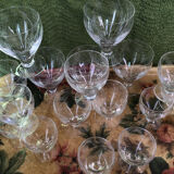 Set of 17 antique engraved glasses