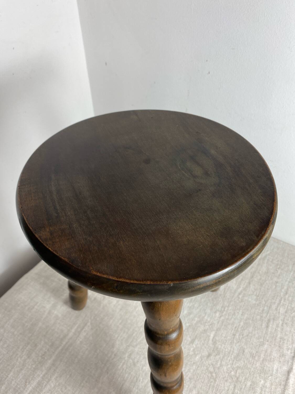 Turned wooden stool