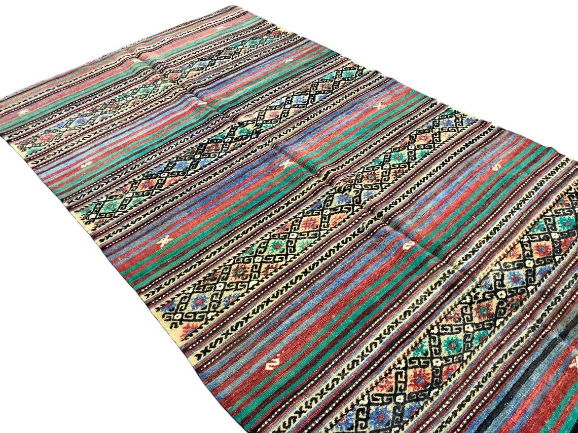 Neutral Turkish Stripe Kilim Rug
