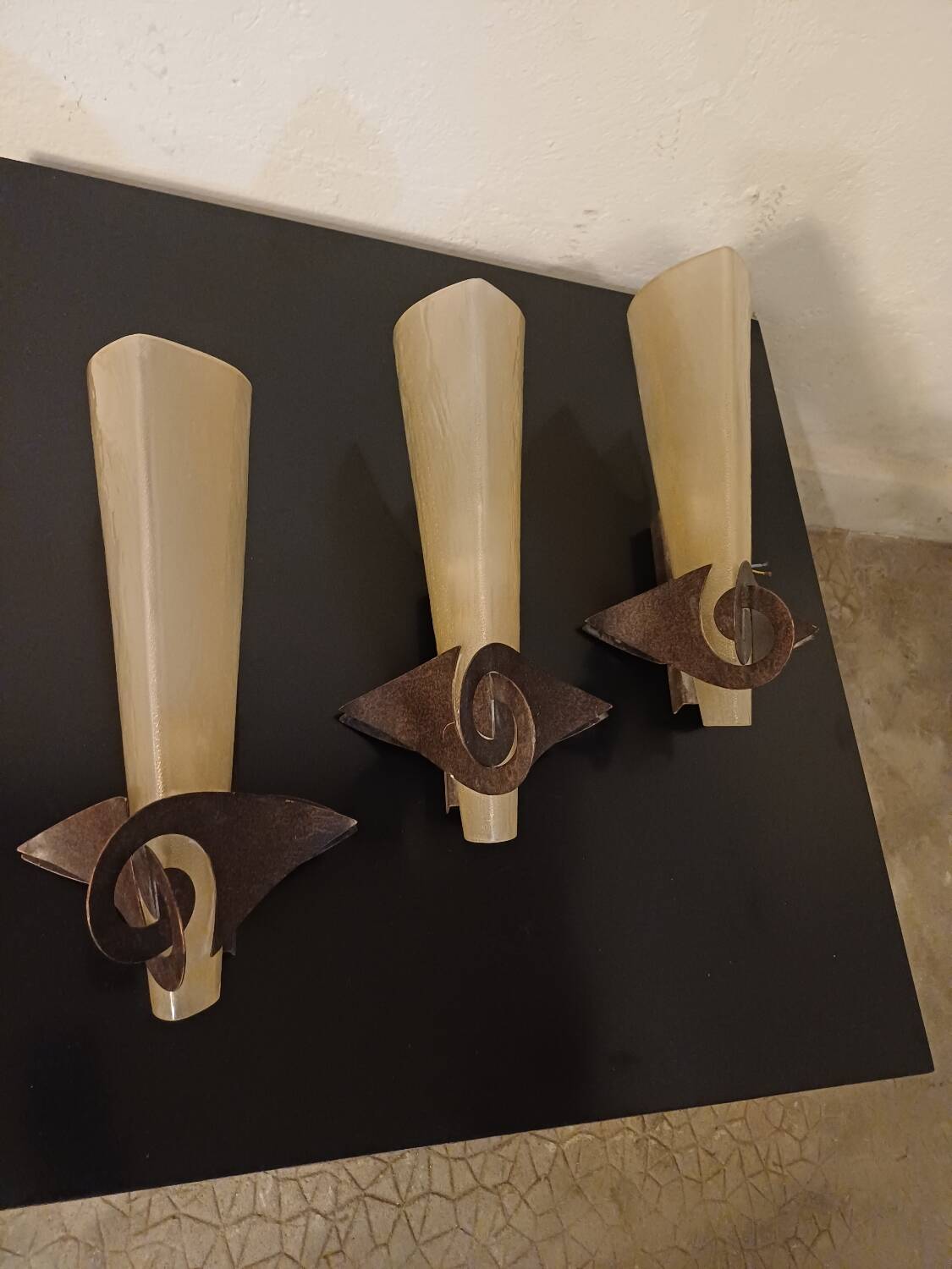 Set of 3 Terzani glass wall lights