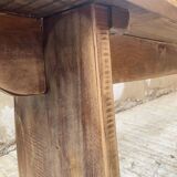 Oak farmhouse table and its two benches