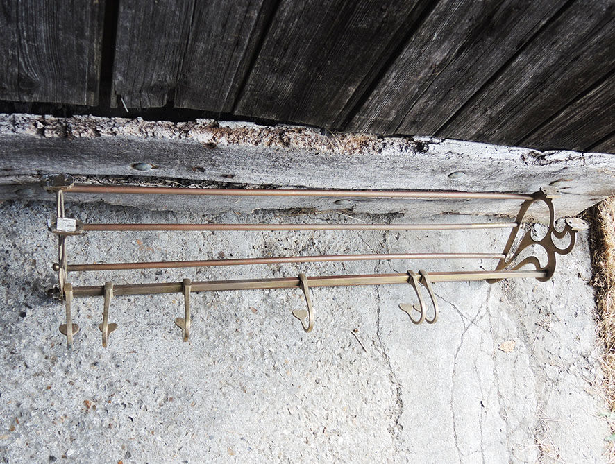 Old brass wall coat rack
