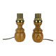 Pair of pine lamps, turned wood, vintage