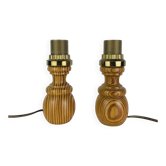 Paire de pieds de lampes vintage en pin tourné