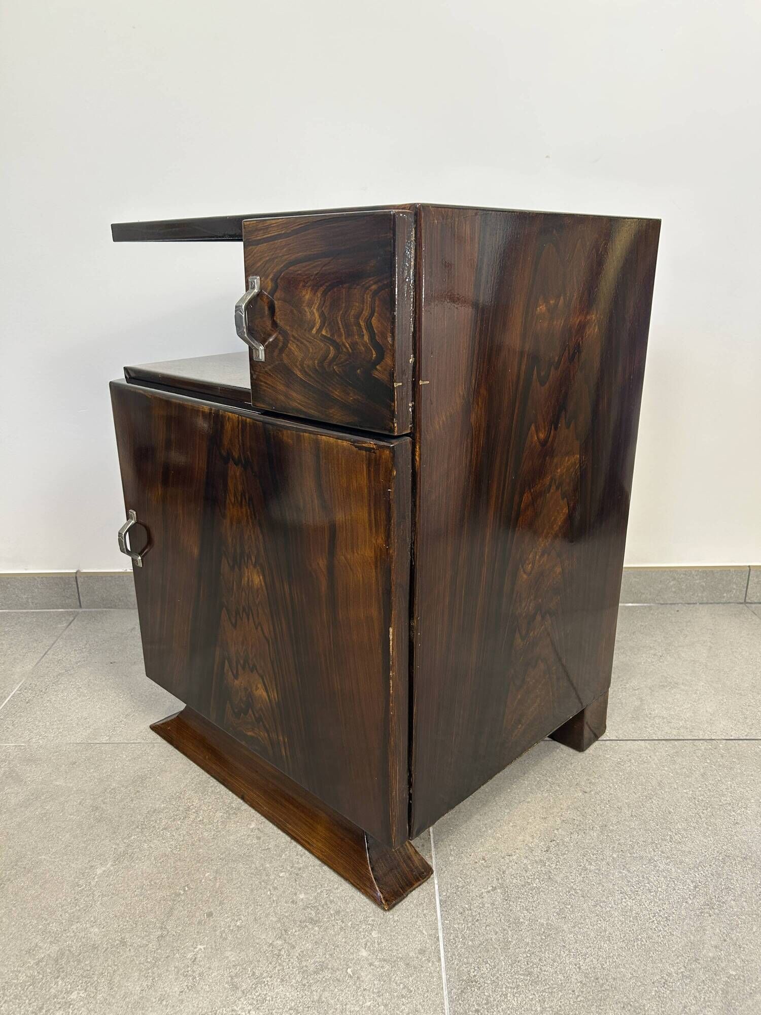Art Deco metal bedside table