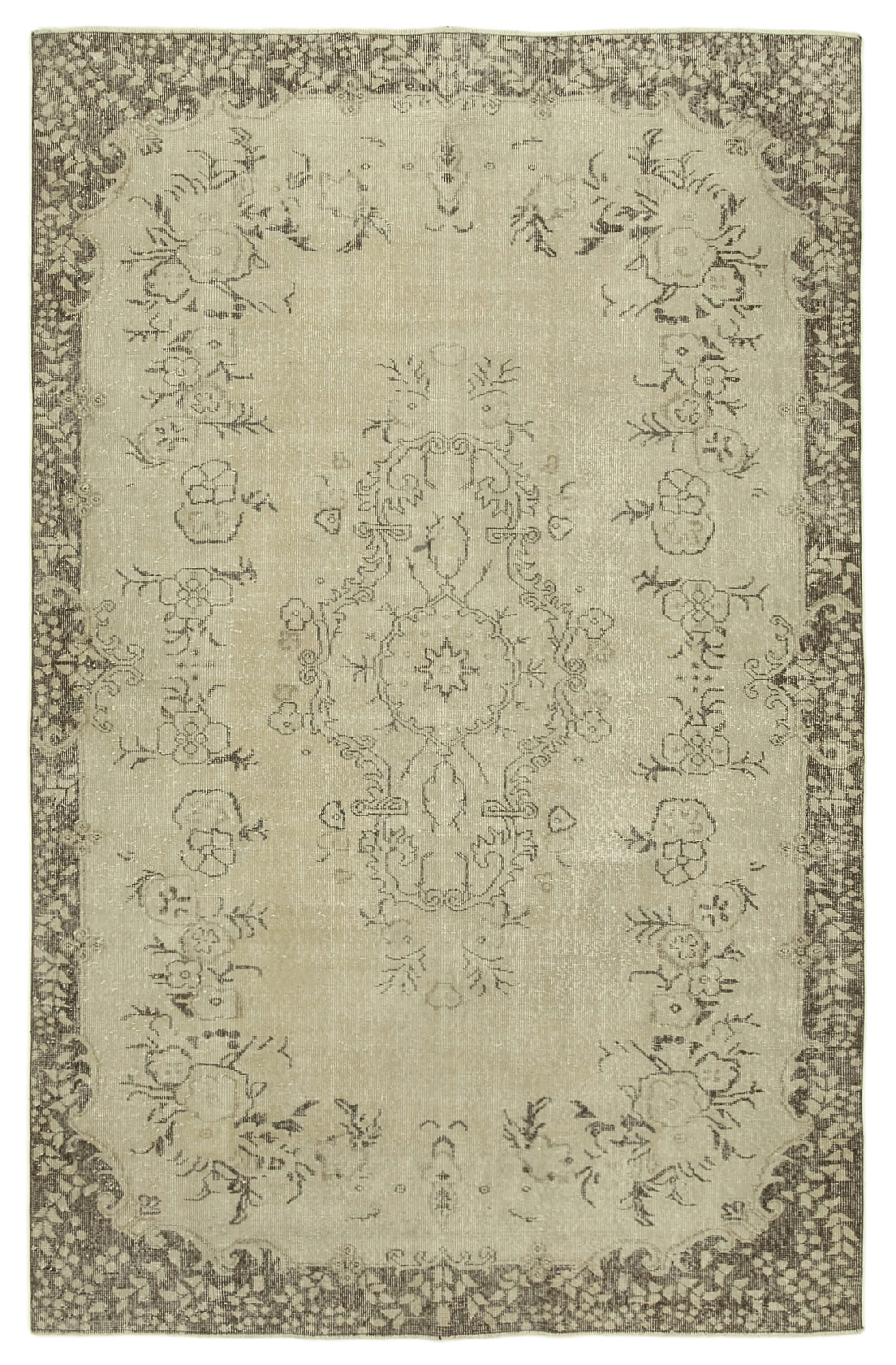 Hand-knotted turkish beige rug 190 cm x 293 cm