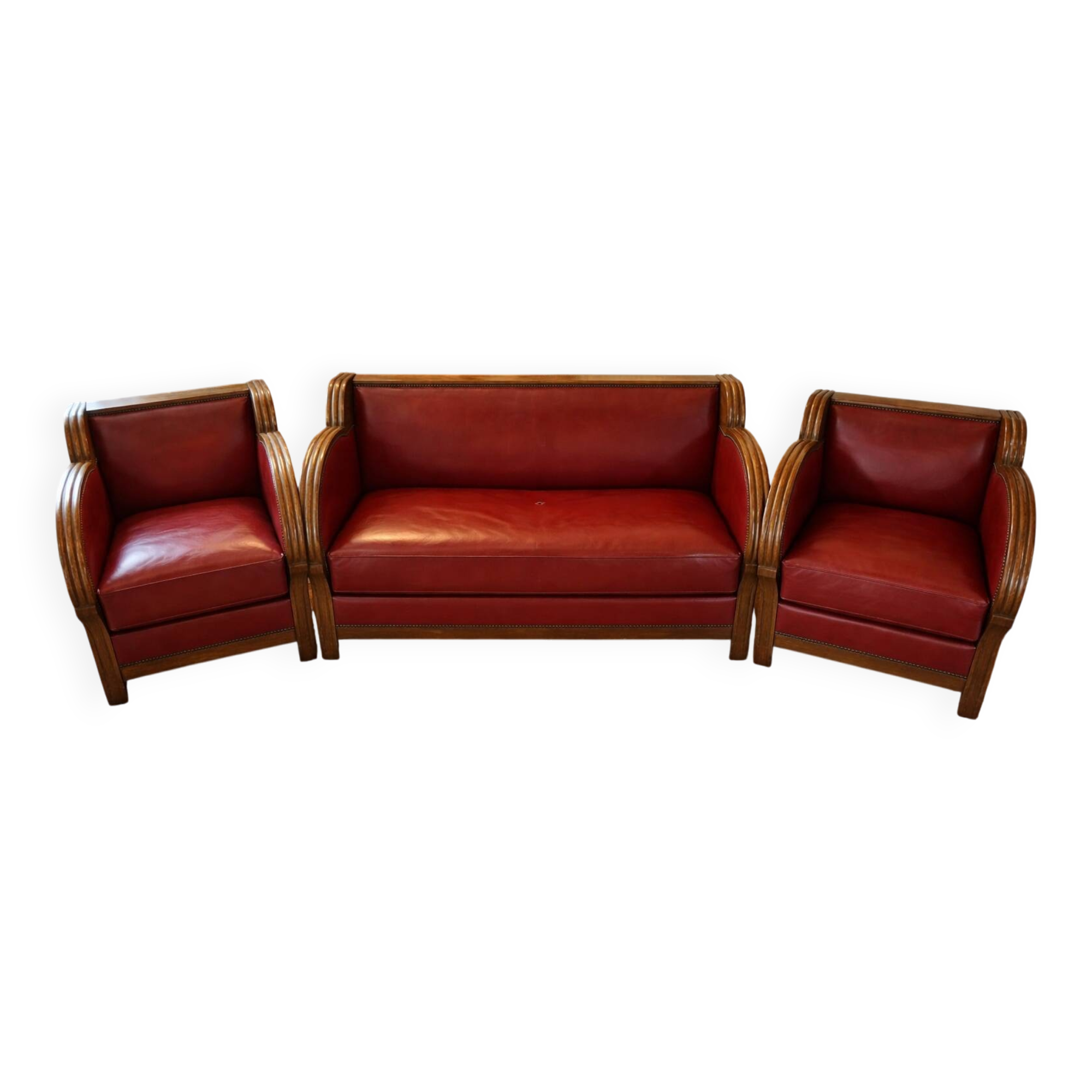 Leather and wood lounge from the 1950s.