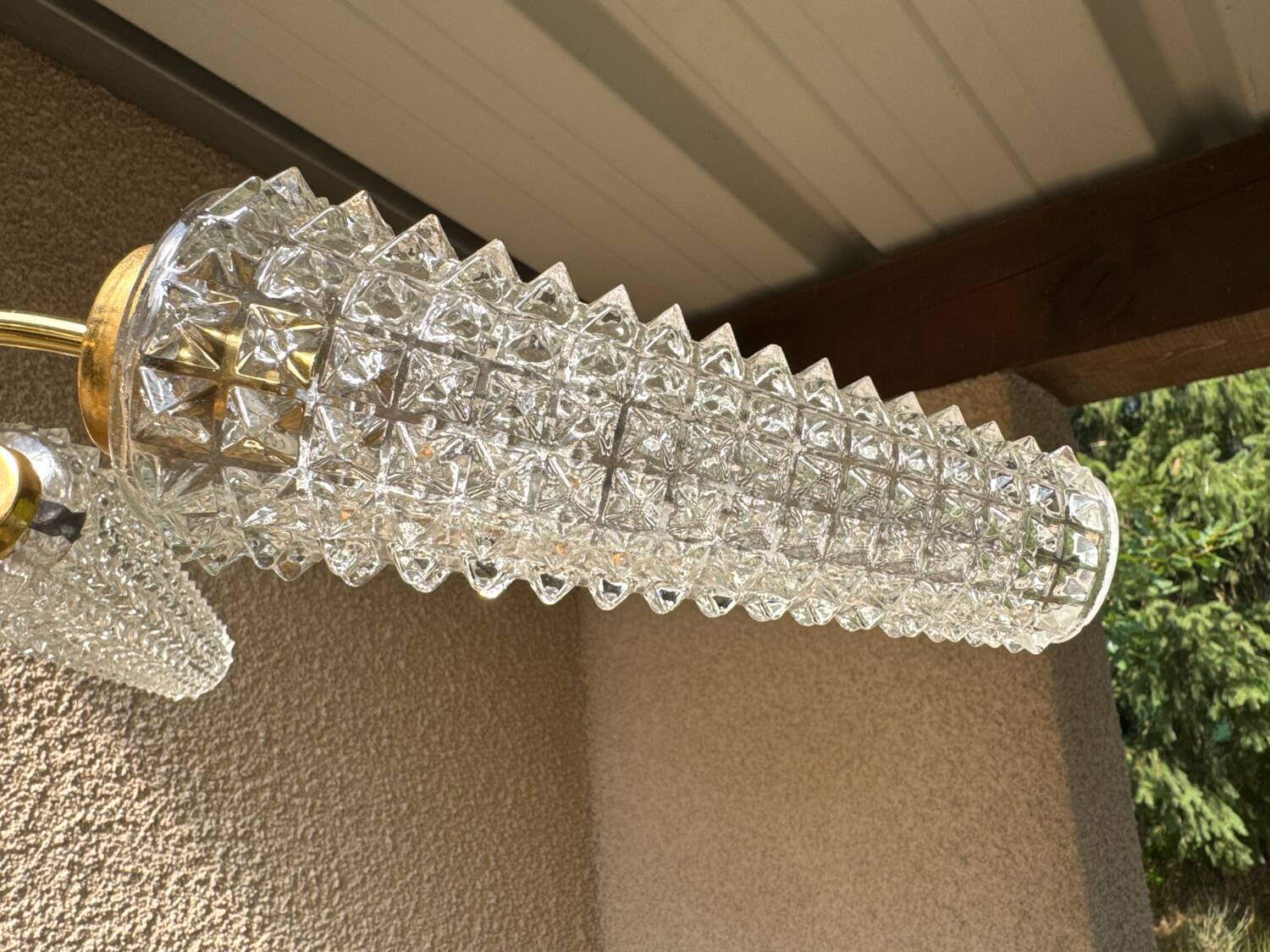 50' brass and glass chandelier
