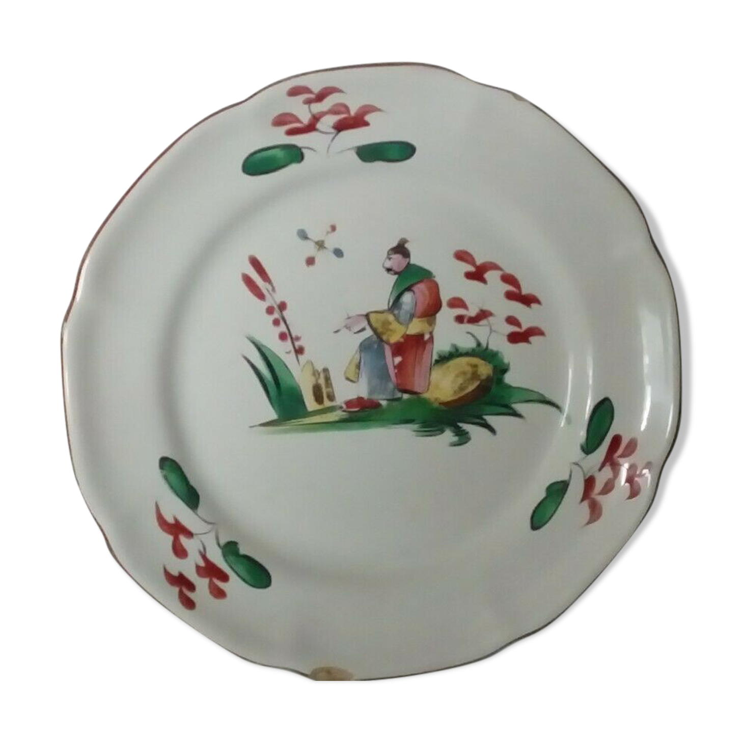 Plate faience plateviile st clement decor in chinese late 19th