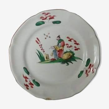 Assiette en faience luneviile st clement decor au chinois fin 19 ème