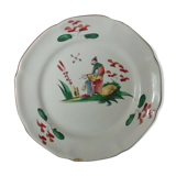 Plate faience plateviile st clement decor in chinese late 19th
