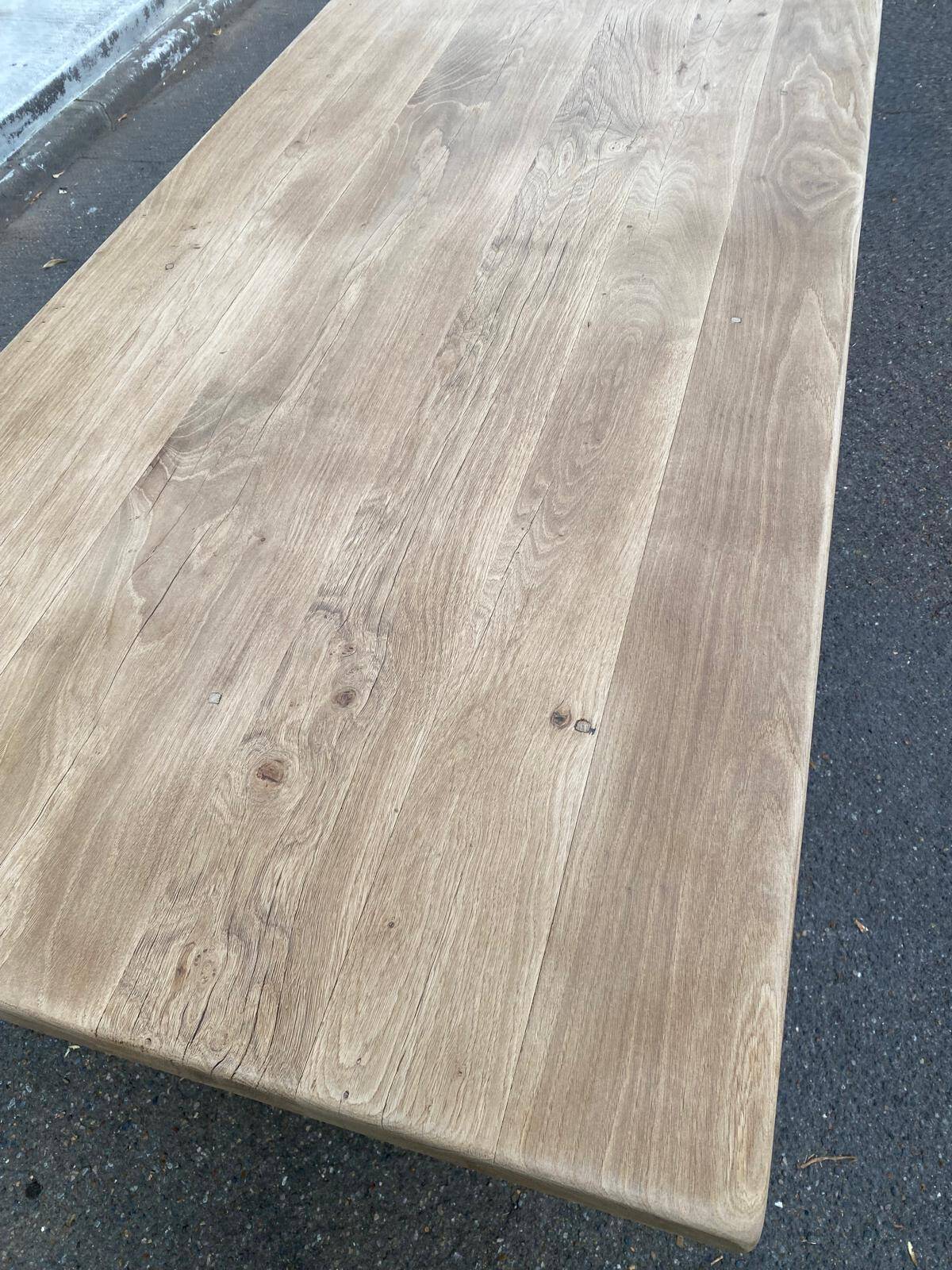 Farmhouse dining table stripped in solid raw oak 1930 - 216cm