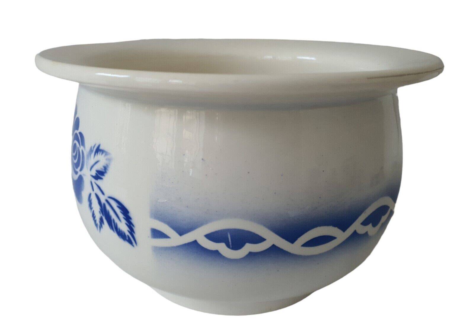 Ancien Pot de Chambre Digoin & Sarreguemines 9334 Floral Bleu