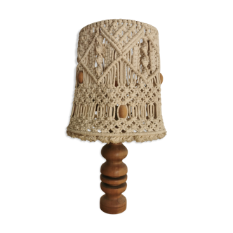Vintage macramé lamp wooden foot