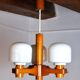 Nordic chandelier in Wood and Opaline, Denmark, 1970
