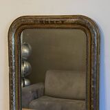 Louis Philippe gilded mirror late 19th century. Polychrome decoration.