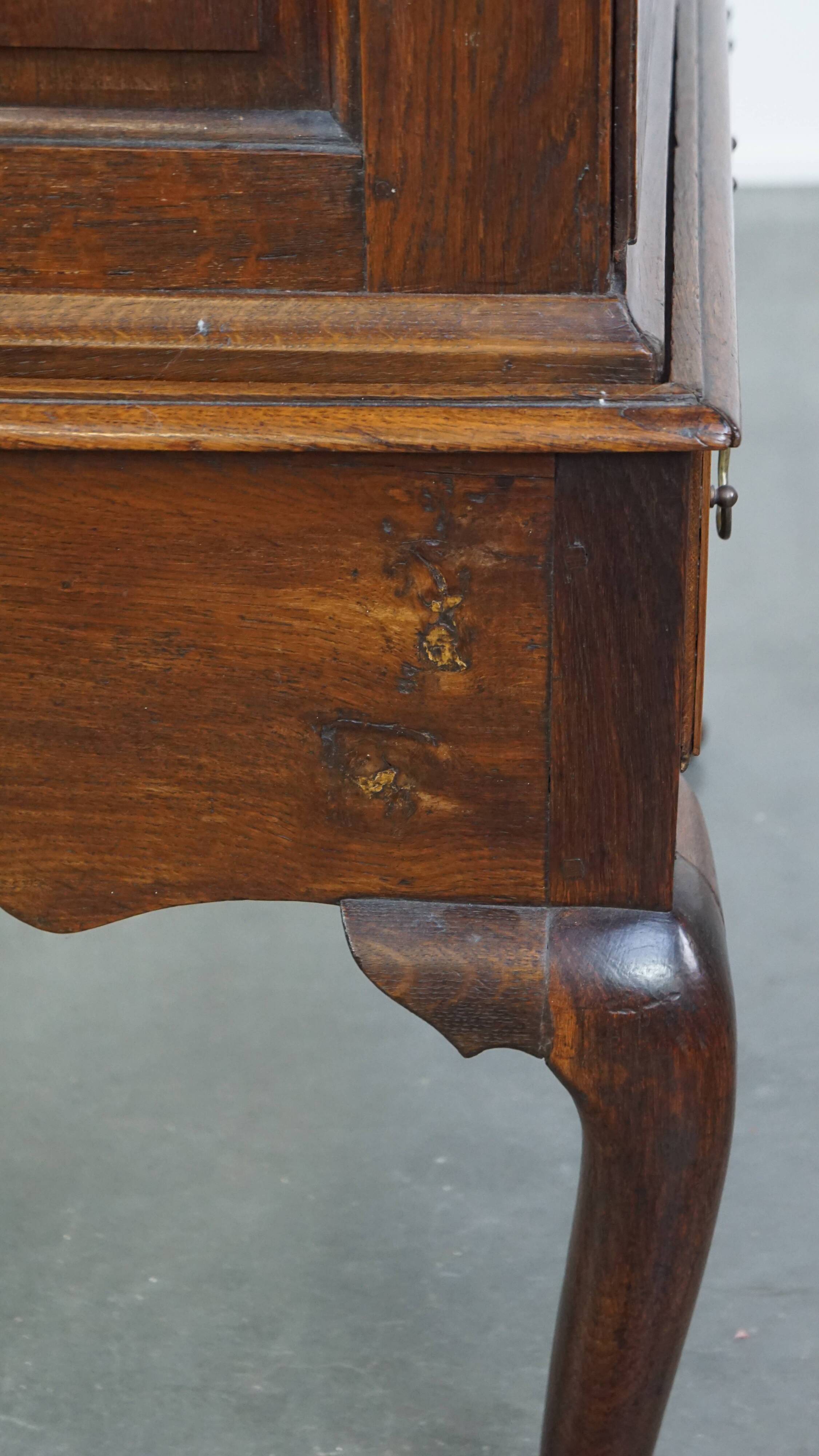 Early 18th century English oak chest on stand/ highboy
