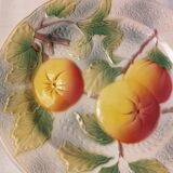 Set of 4 plates in St Clément Barbotine - Majolica - Fruits