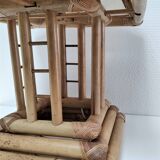 Pagoda-shaped bamboo canvas lamp