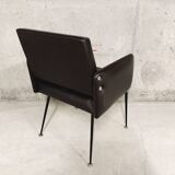 Vintage armchair in skai and black metal 60s