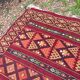 Vintage Boho Chic Berber Kilim Rug 200x115 Wool Tunisia Red