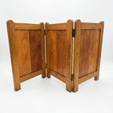 Old oak three-panel fire screen