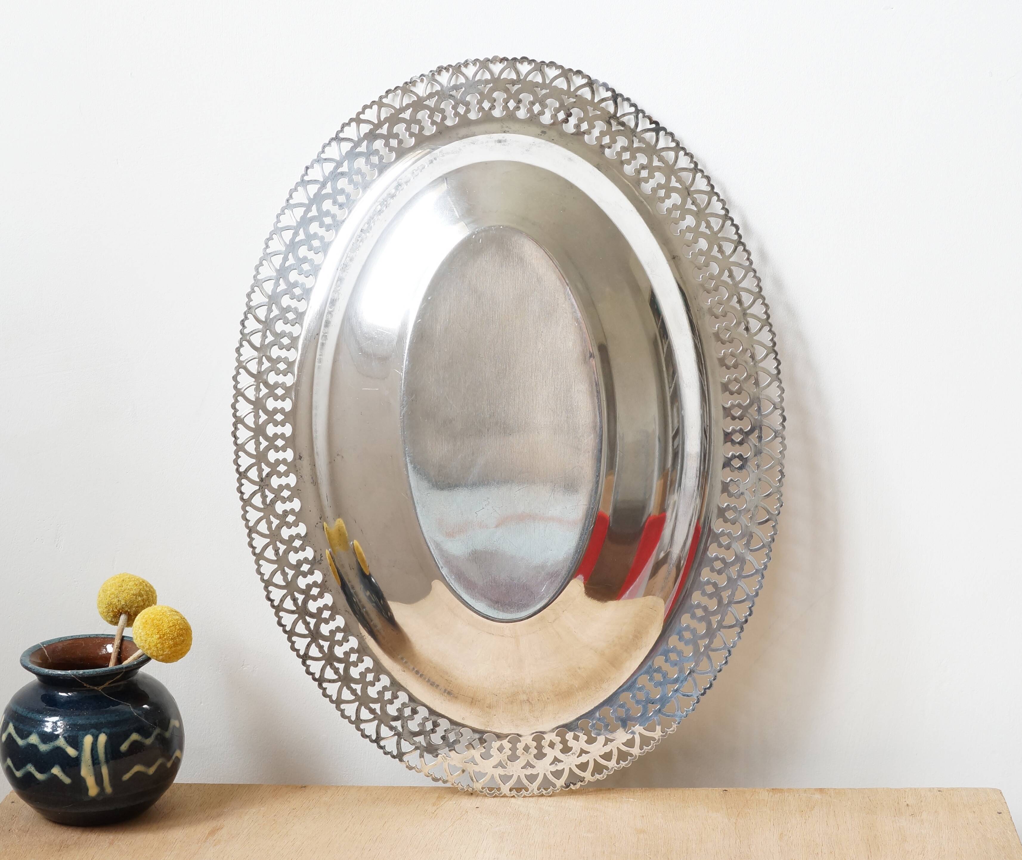 Silver-plated metal breadbasket 30s 40s