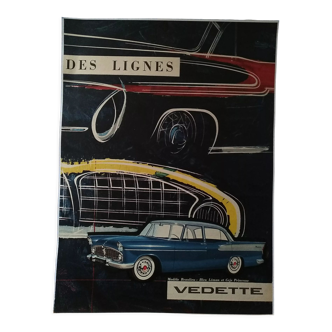 Publicité papier voiture Vedette issue d'une revue d'époque