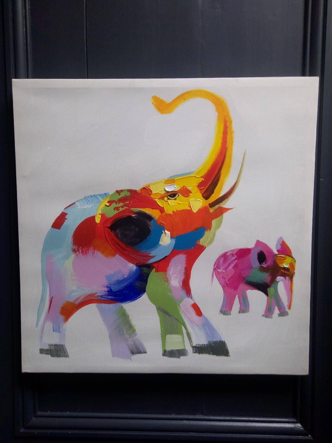 Oil on canvas elephant 58 cm x 58 cm