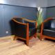 Dark blue club armchair (2x)
