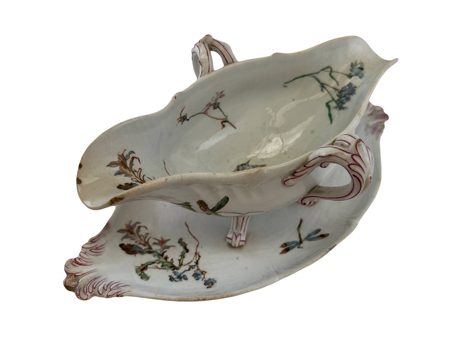 Gravy boat with its Luneville frame