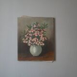 Oil painting on canvas still life bouquet of flowers bohemian countryside