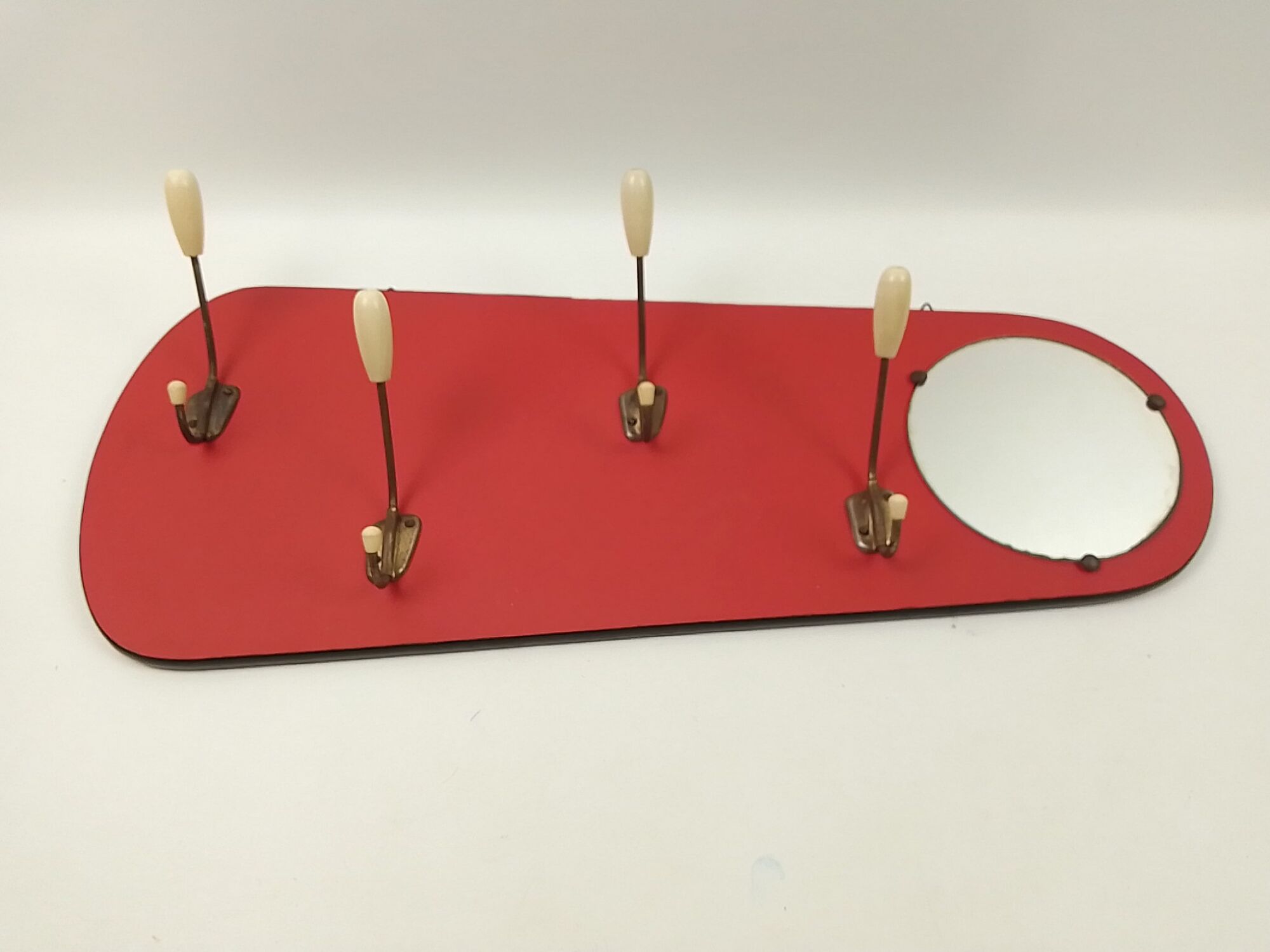 Vintage coat rack 4 hooks and 1 mirror