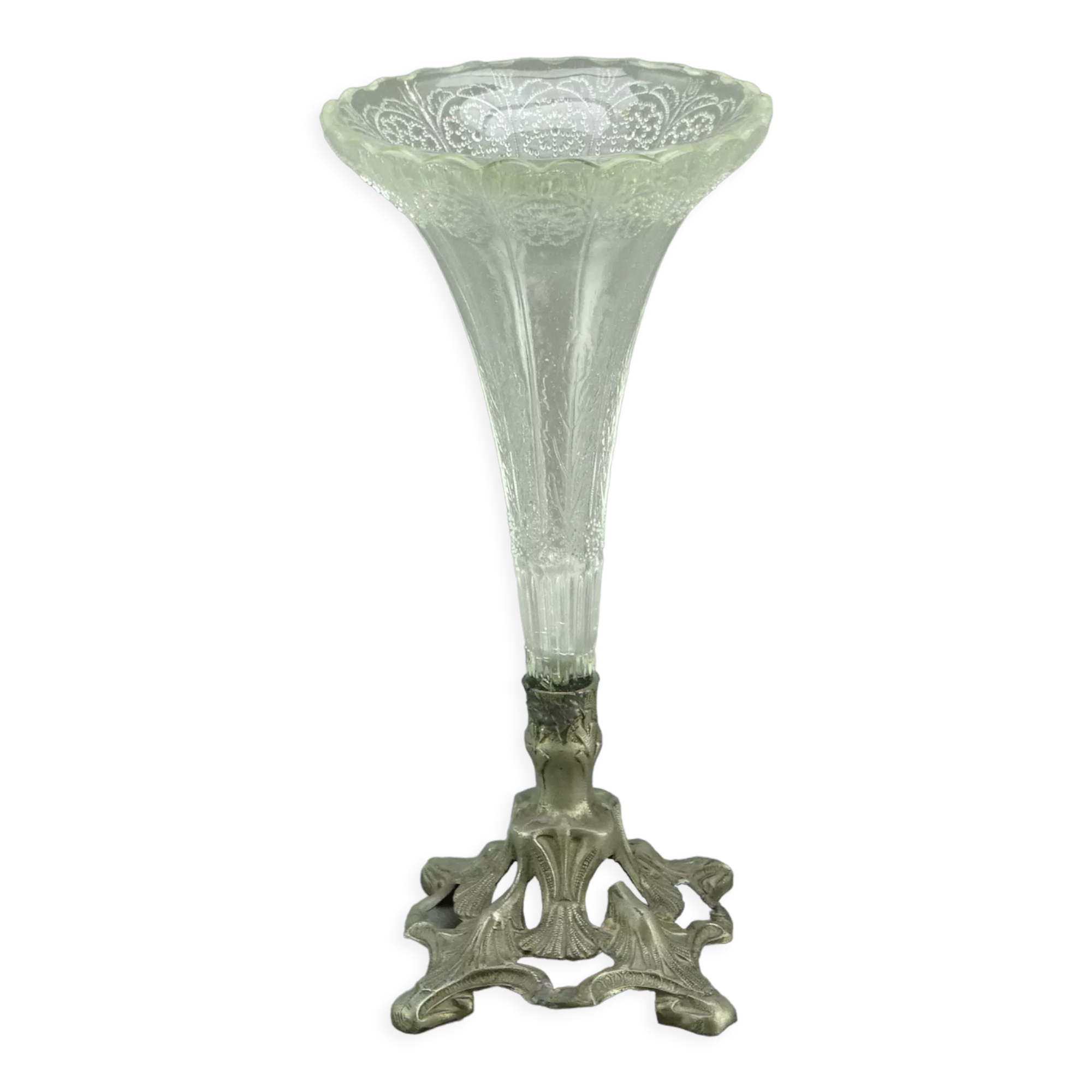 Soliflore in glass pressed on a regulated Art Nouveau base