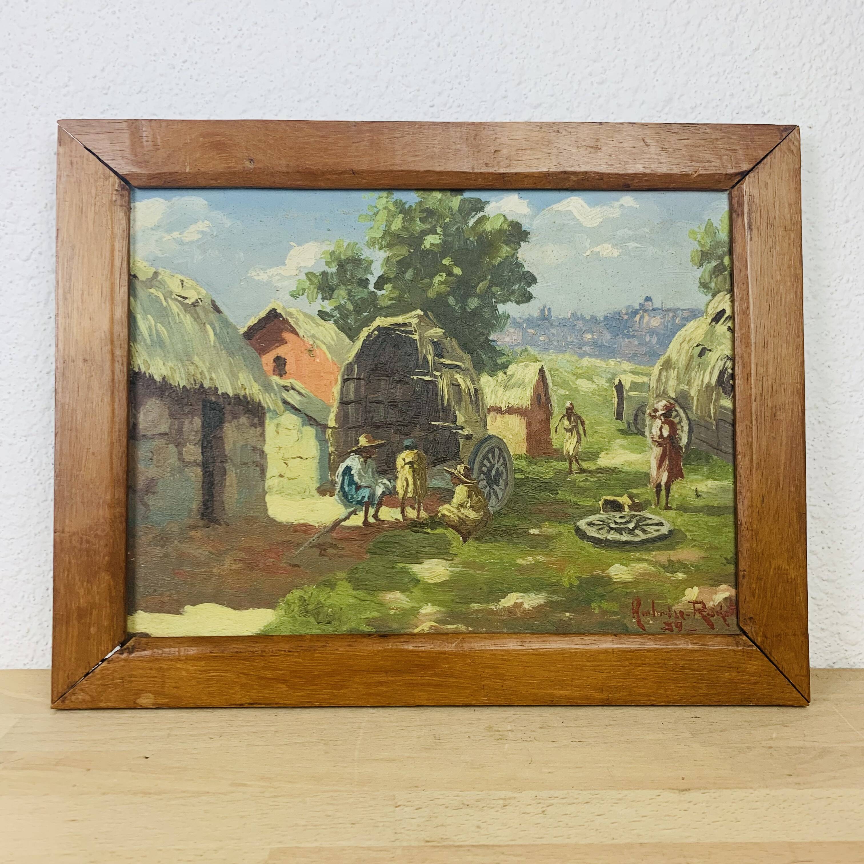 Tableau village Malgache par Ambroise Rakoto