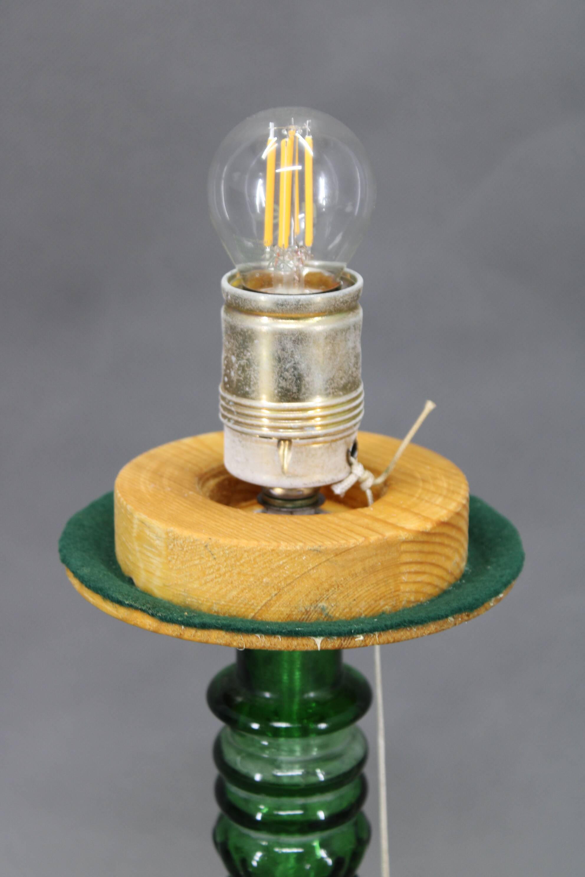 1940s Restored Glass Table Lamp with Glass Shade