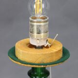 Lampe de table en verre restaurée des années 1940 avec abat-jour en verre