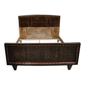 Art decò double bed in mahogany briar