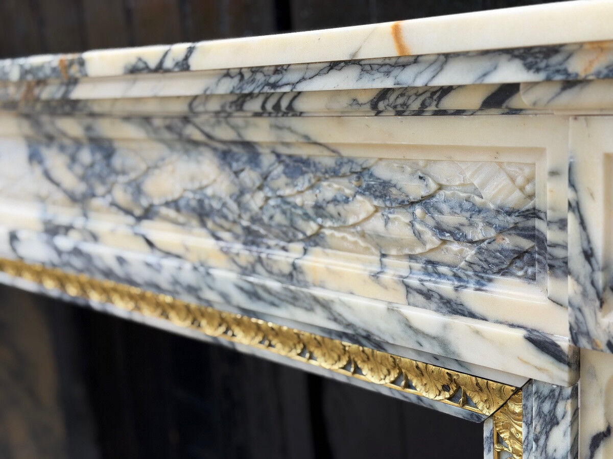 Louis XVI style fireplace in Paonazzo marble, circa 1880.