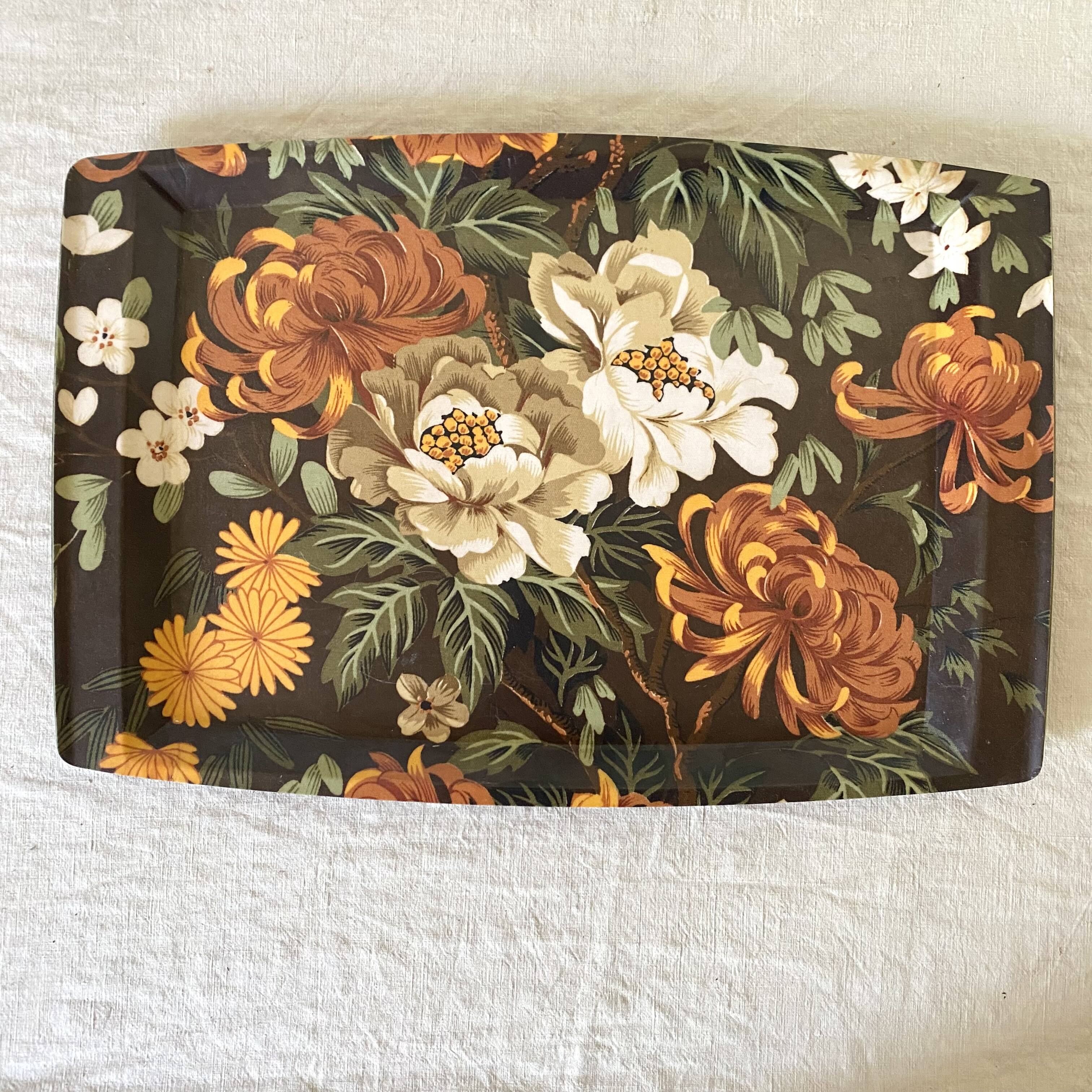 Plateau vintage fleuri Années 70 Mallod Great Britain
